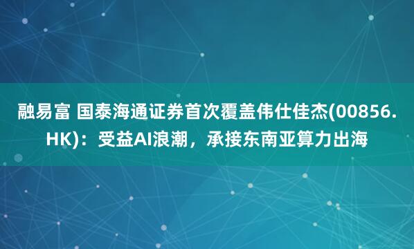 融易富 国泰海通证券首次覆盖伟仕佳杰(00856.HK)：受益AI浪潮，承接东南亚算力出海